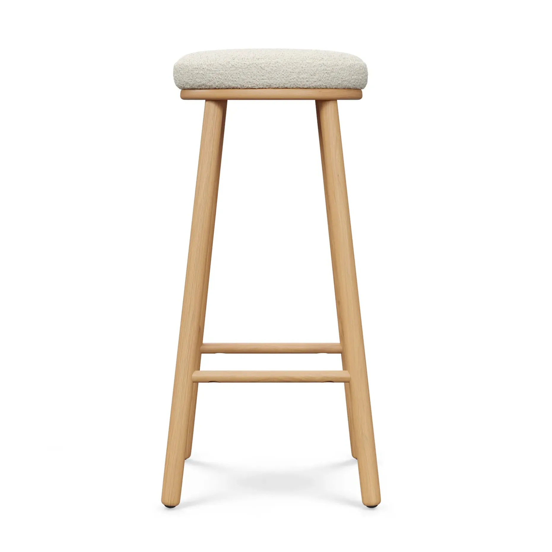 Nurmi Counter Stool - White Oak and Ivory Wool Bouclé