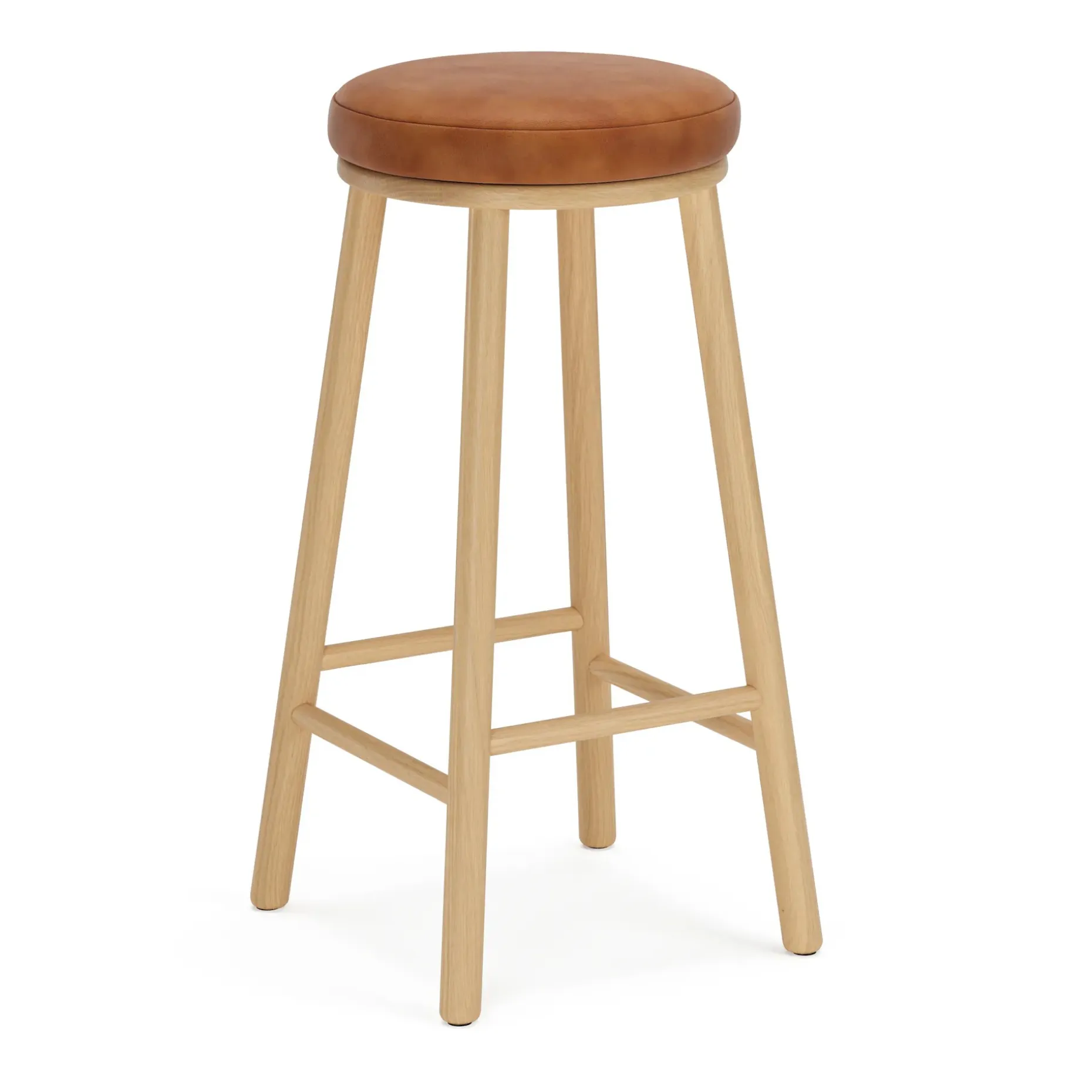 Nurmi Leather Counter Stool - White Oak and Lucia Tan