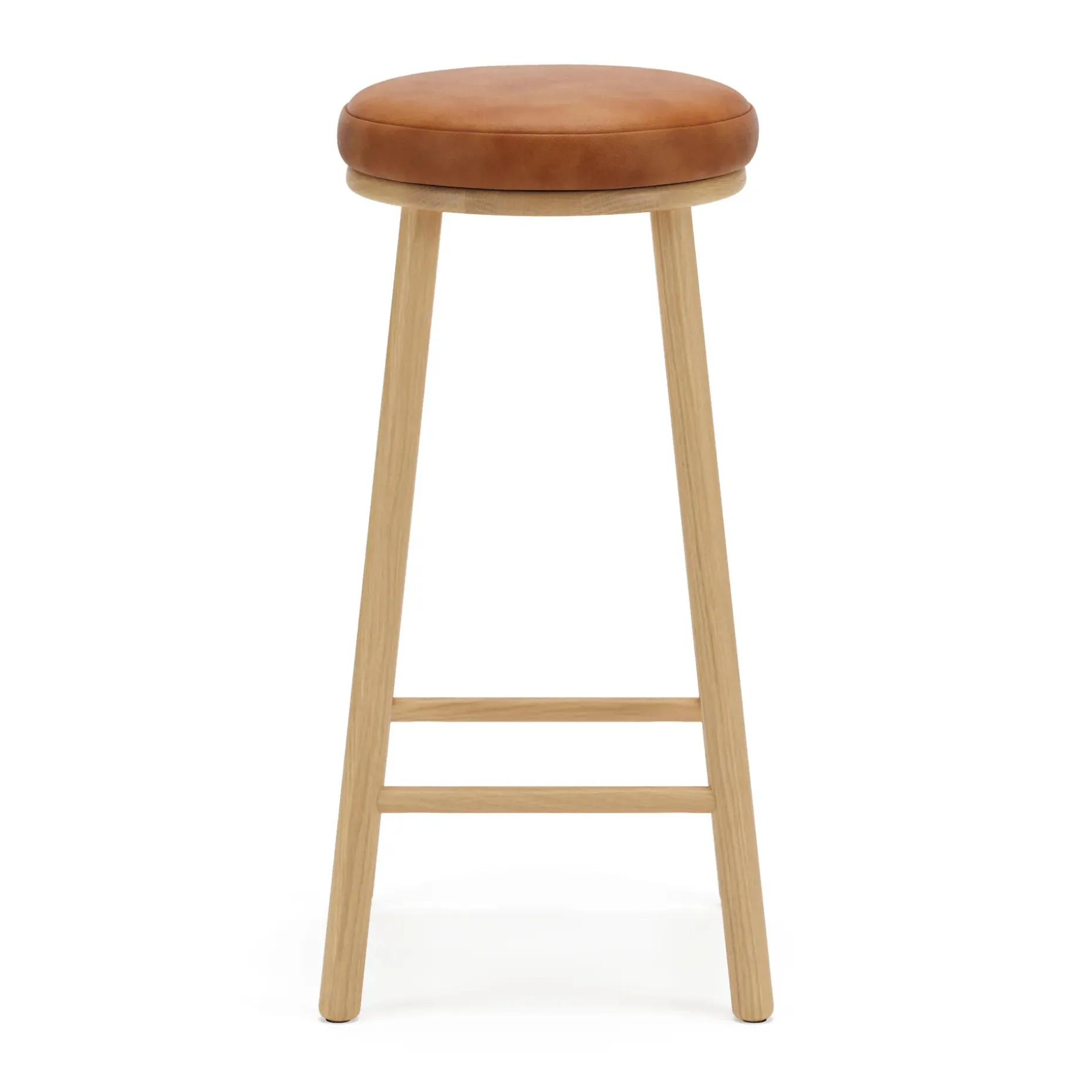 Nurmi Leather Counter Stool - White Oak and Lucia Tan