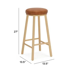 Nurmi Leather Counter Stool - White Oak and Lucia Tan