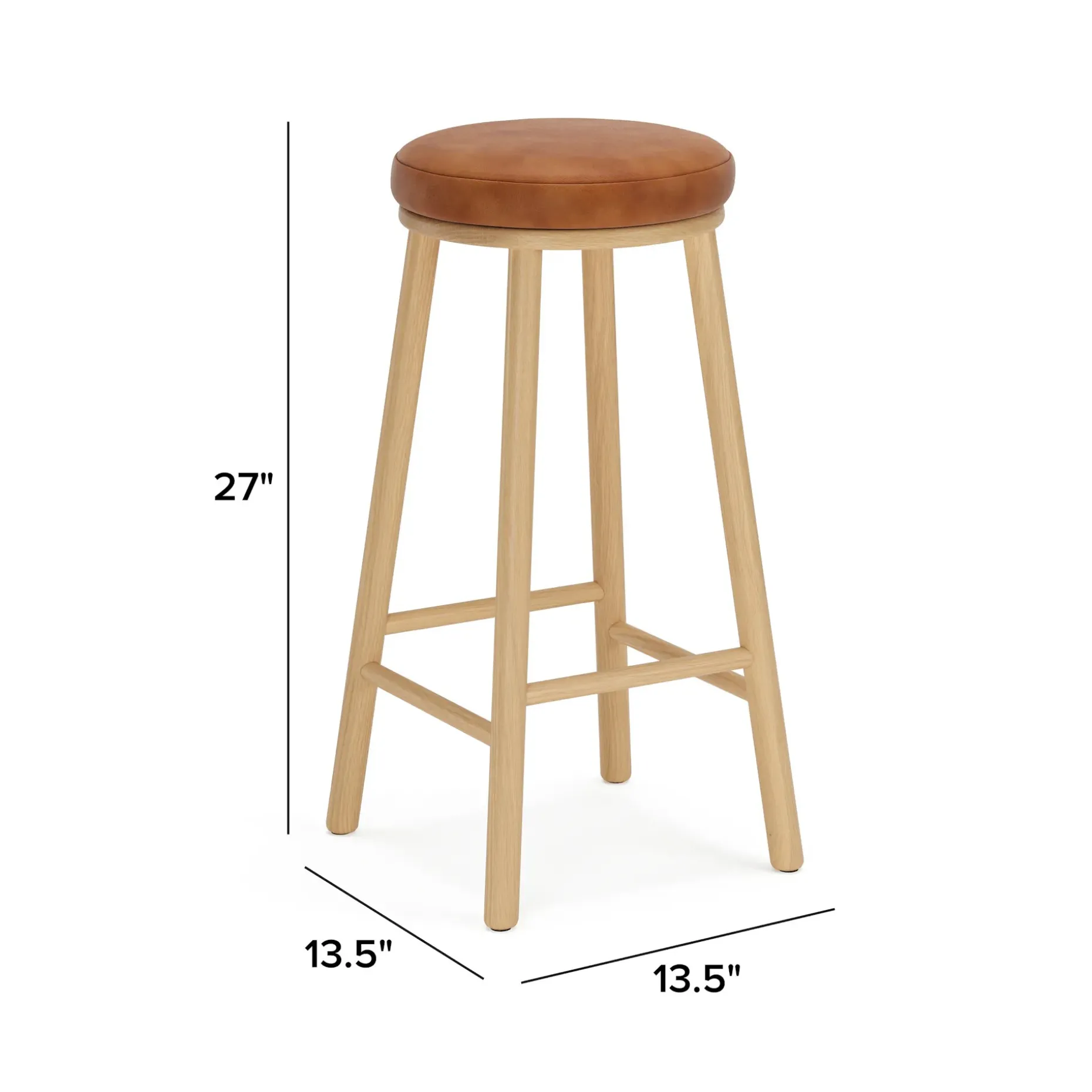 Nurmi Leather Counter Stool - White Oak and Lucia Tan