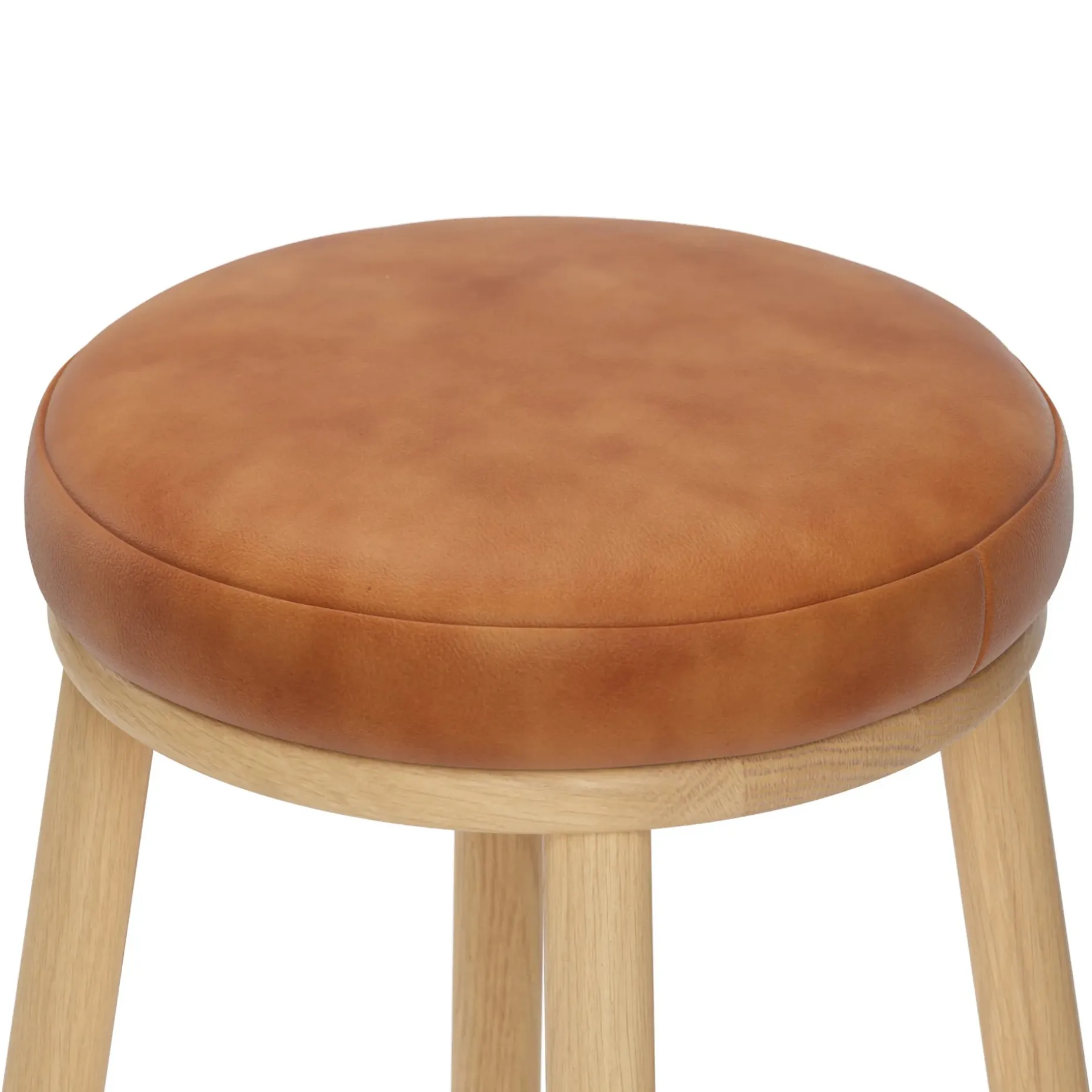 Nurmi Leather Counter Stool - White Oak and Lucia Tan