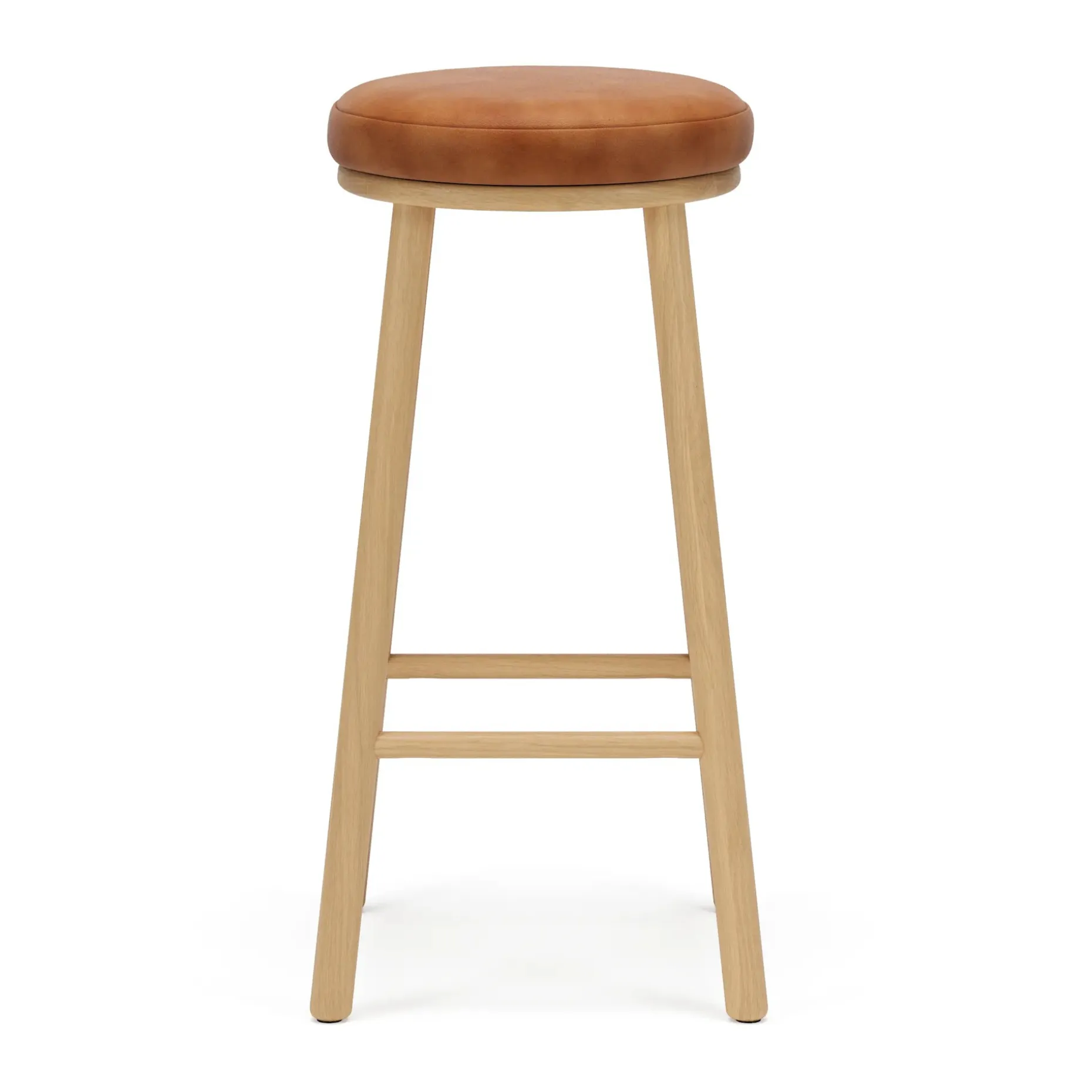Nurmi Leather Counter Stool - White Oak and Lucia Tan