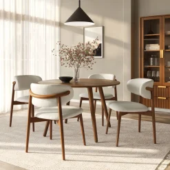 Odin Dining Chair - Walnut and Camelia Ivory