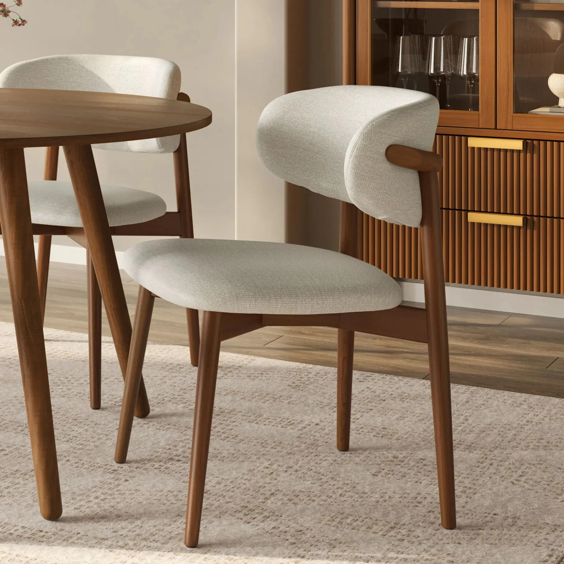 Odin Dining Chair - Walnut and Camelia Ivory