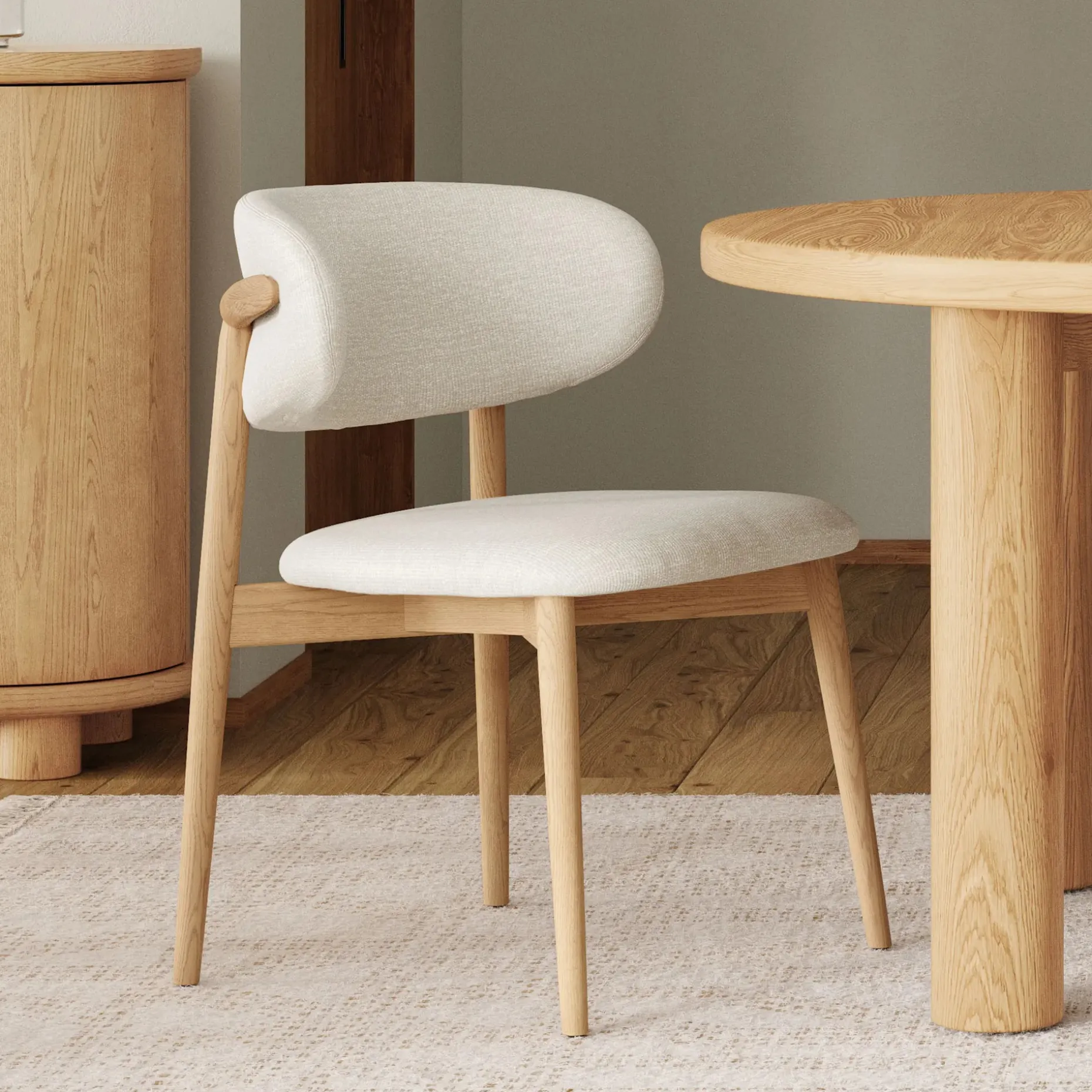 Odin Dining Chair - White Oak and Camelia Ivory
