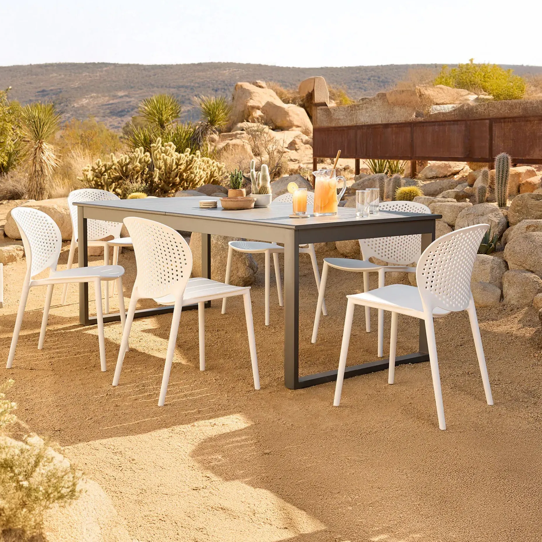 Ofer 80.25" - 104.75" Outdoor Extendable Dining Table - Dark Gray