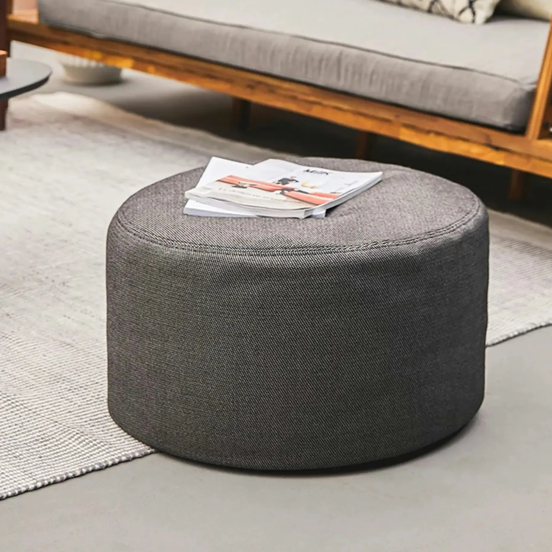 Olara 25" Indoor/Outdoor Pouf - Met Black