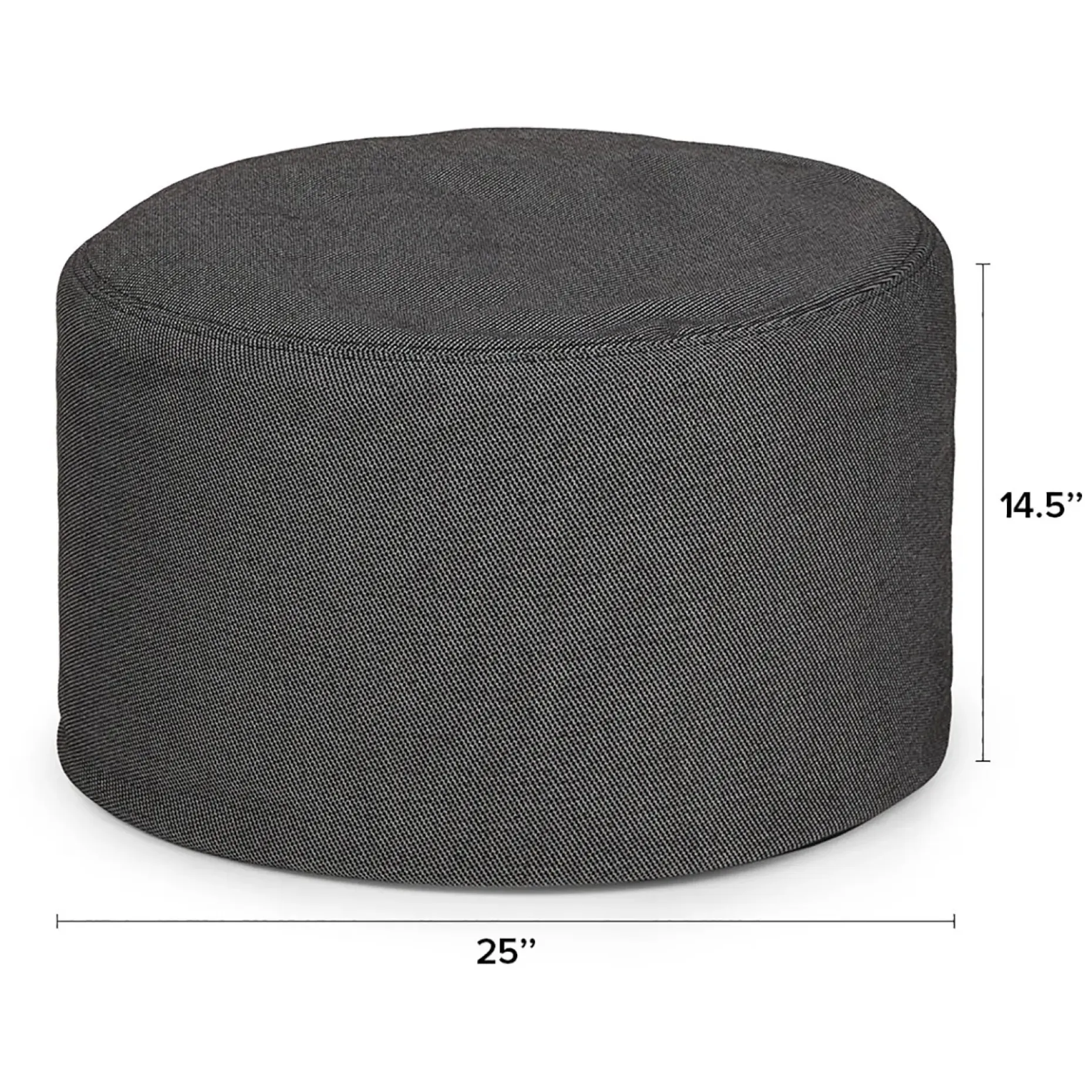 Olara 25" Indoor/Outdoor Pouf - Met Black