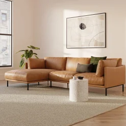 Olsen 110" Leather Left Sectional - Charme Tan