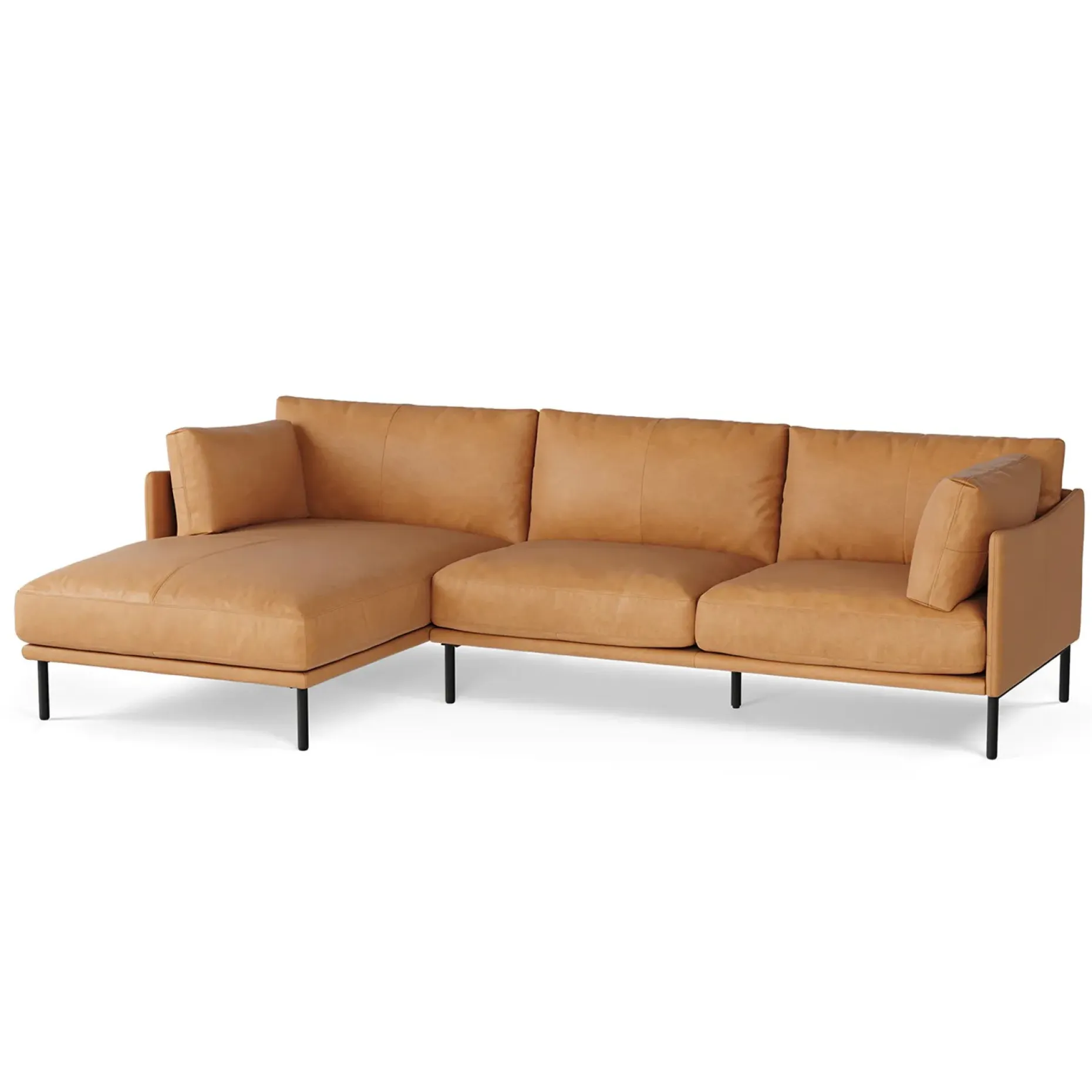 Olsen 110" Leather Left Sectional - Charme Tan
