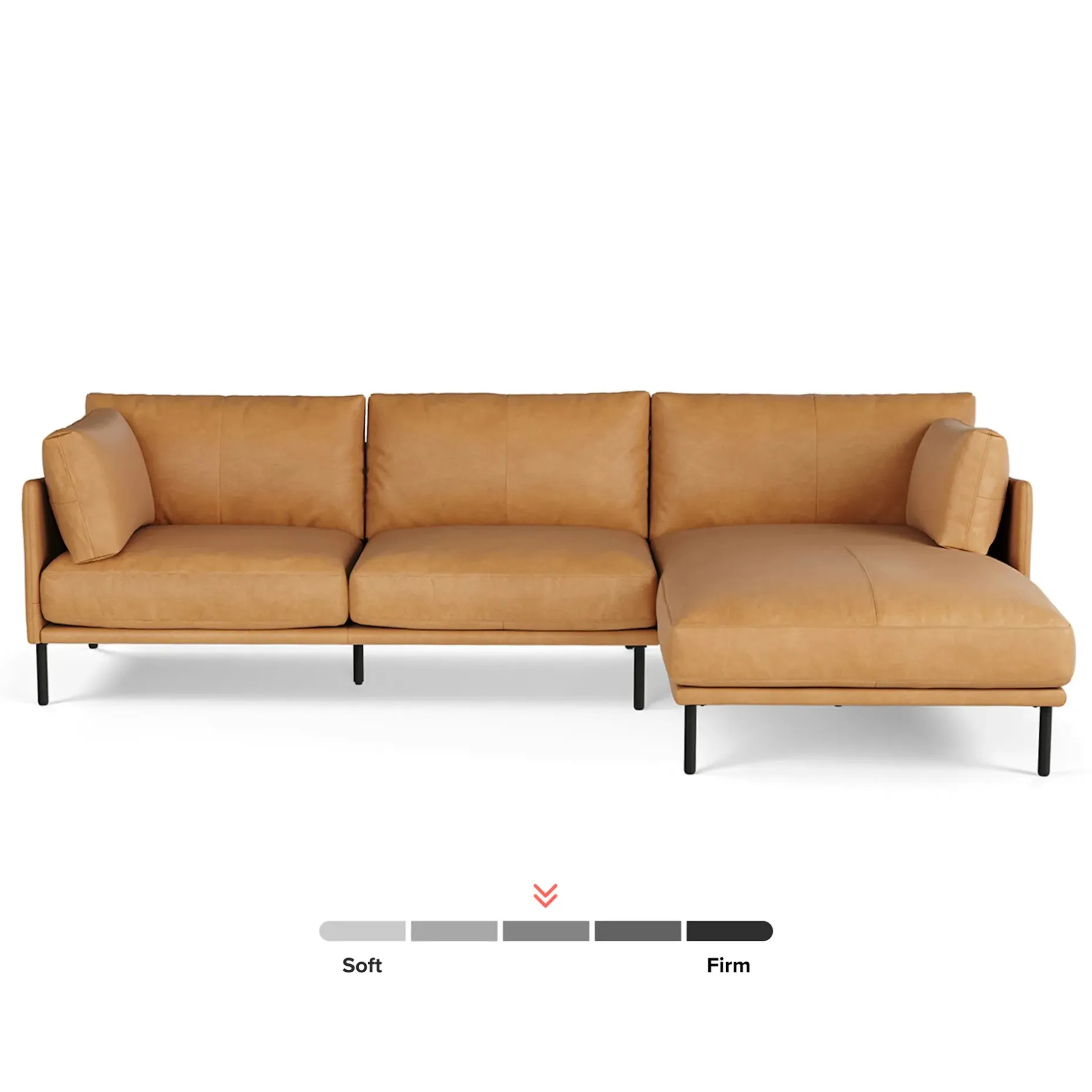 Olsen 110" Leather Right Sectional - Charme Tan