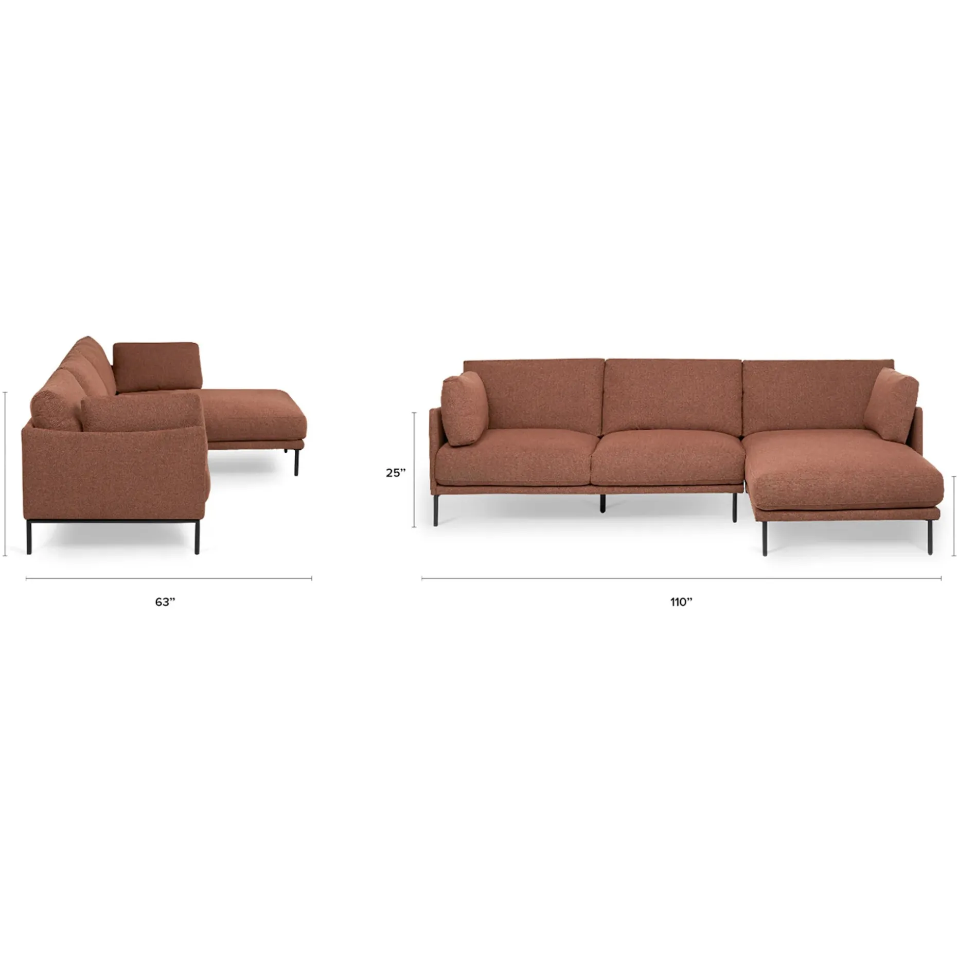 Olsen 110" Right Sectional - Ratine Oxide