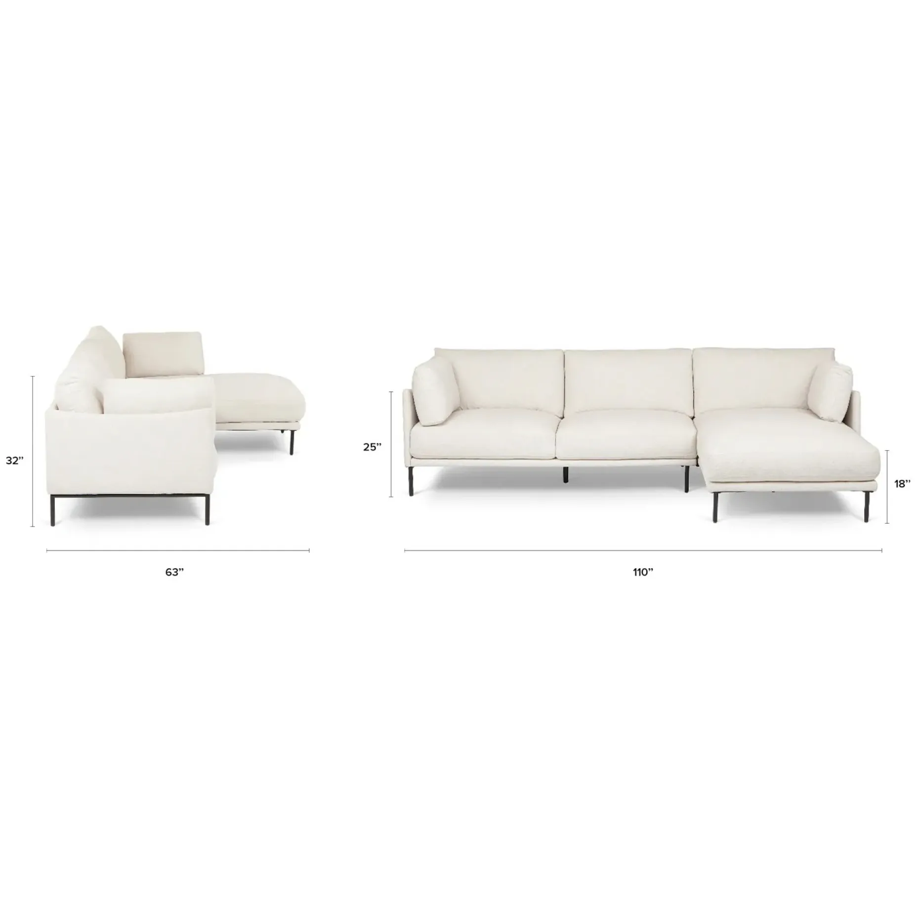 Olsen 110" Right Sectional - Ratine Ivory
