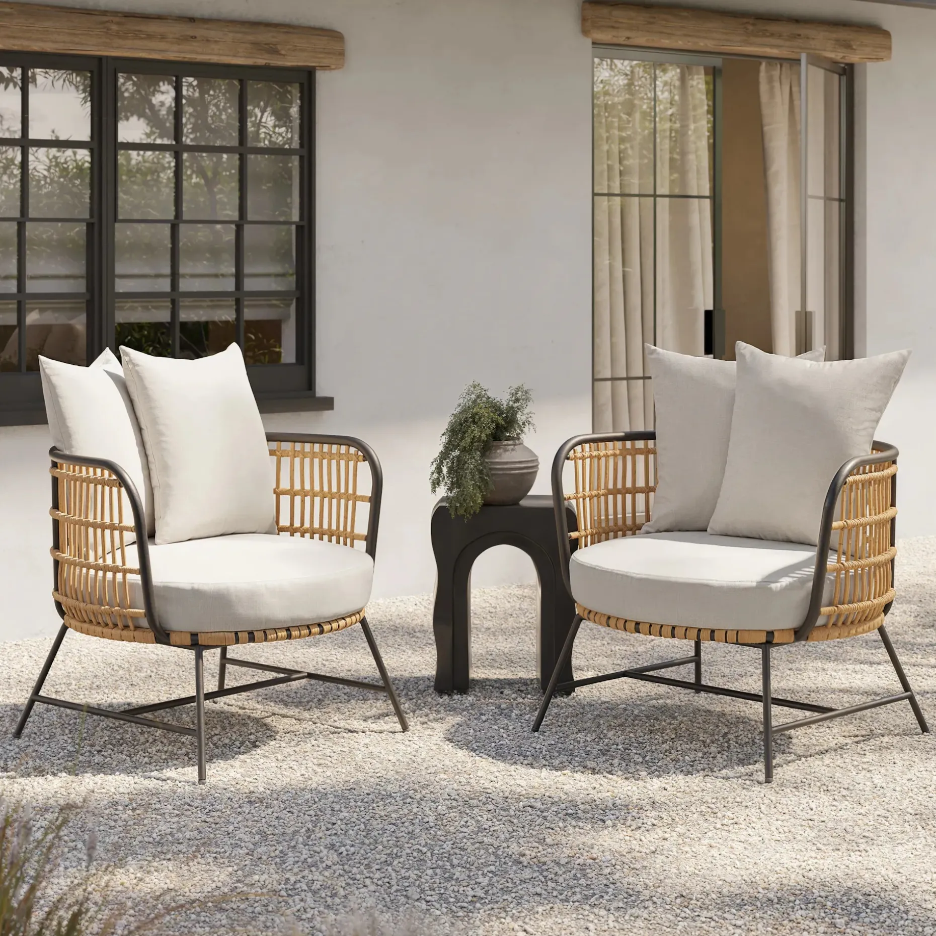 Onya 31.5" Outdoor Lounge Chair Set - Lily White