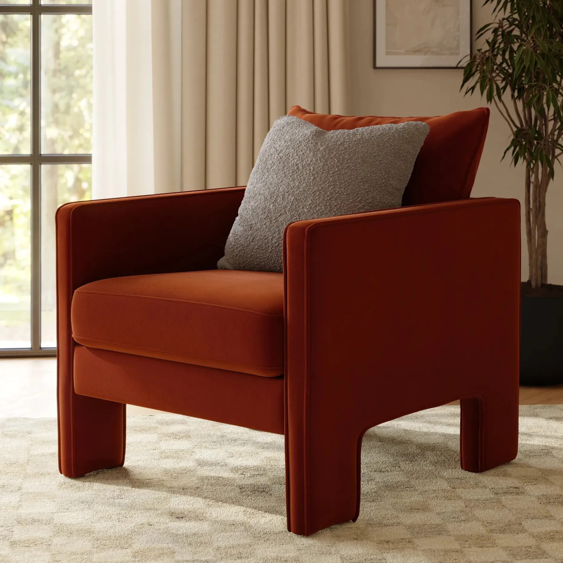Oren 29.5" Velvet Lounge Chair - Hale Rust