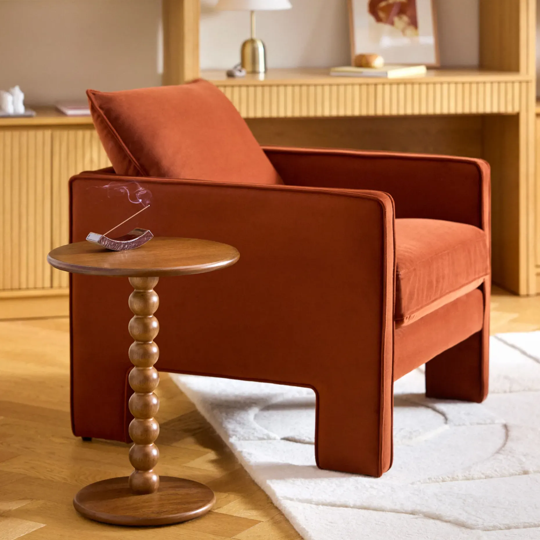 Oren 29.5" Velvet Lounge Chair - Hale Rust