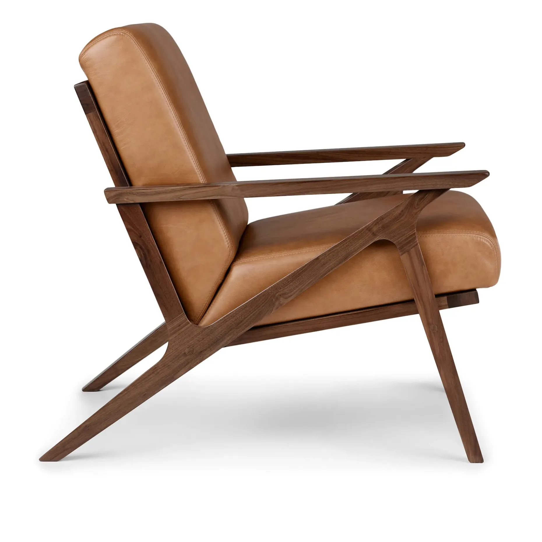 Otio 26" Leather Lounge Chair - Walnut and Toscana Tan
