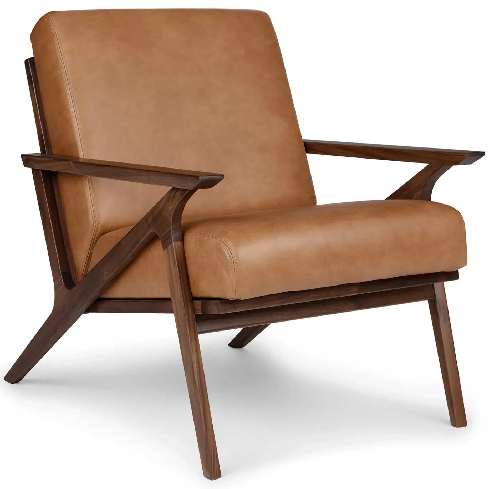 Otio 26" Leather Lounge Chair - Walnut and Toscana Tan