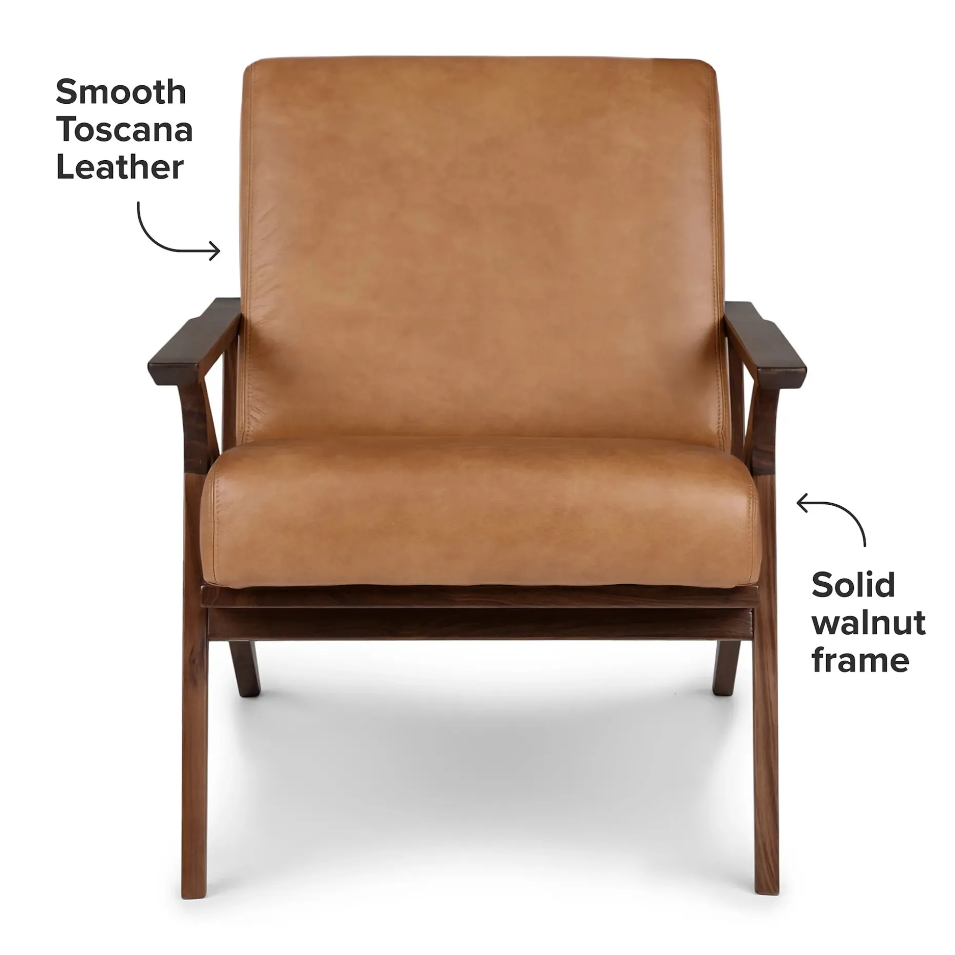 Otio 26" Leather Lounge Chair - Walnut and Toscana Tan