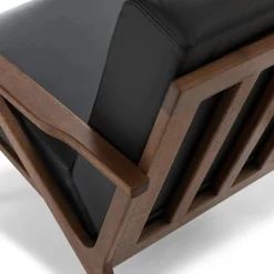 Otio 26" Leather Lounge Chair - Walnut and Black