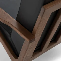 Otio 26" Leather Lounge Set - Walnut and Black