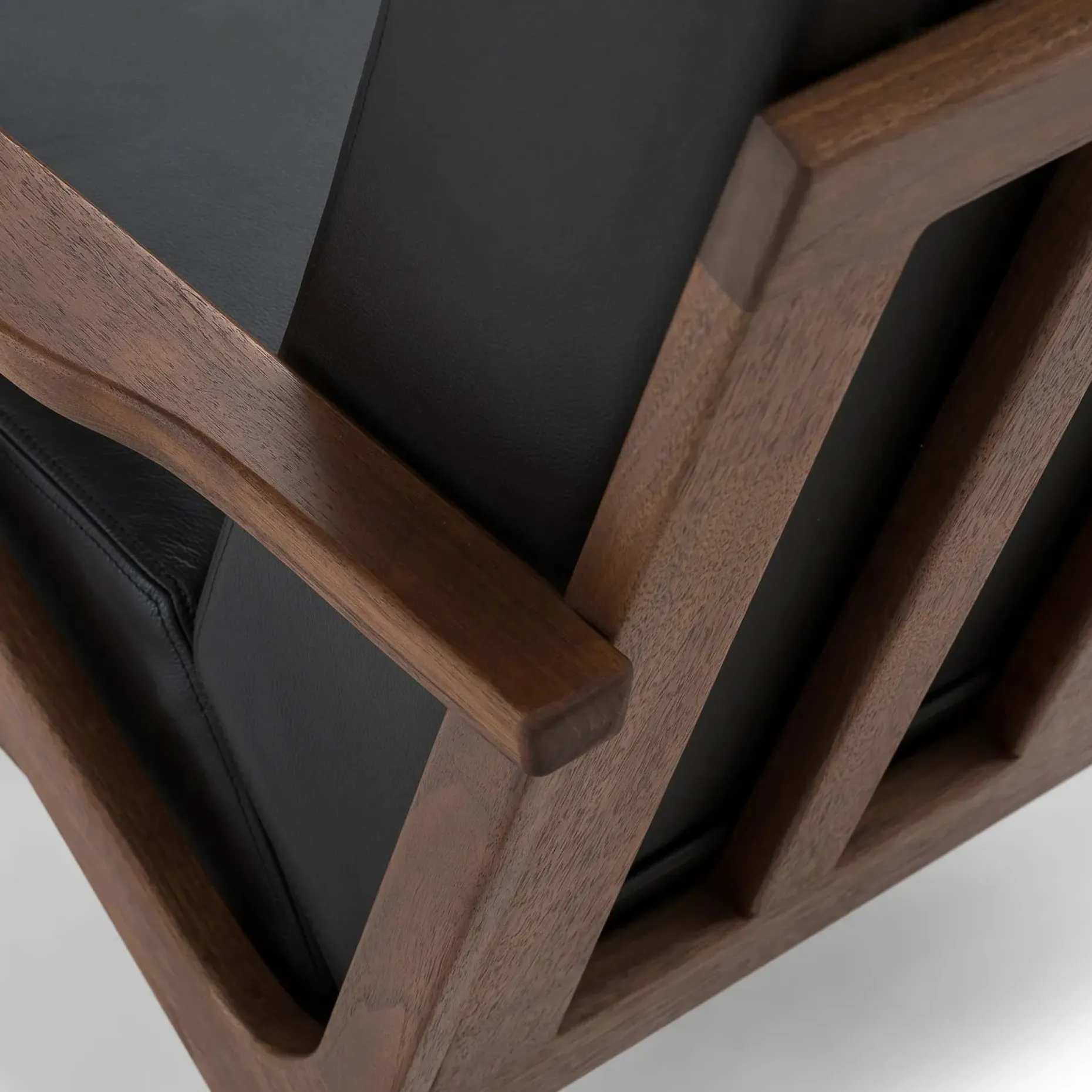 Otio 26" Leather Lounge Set - Walnut and Black