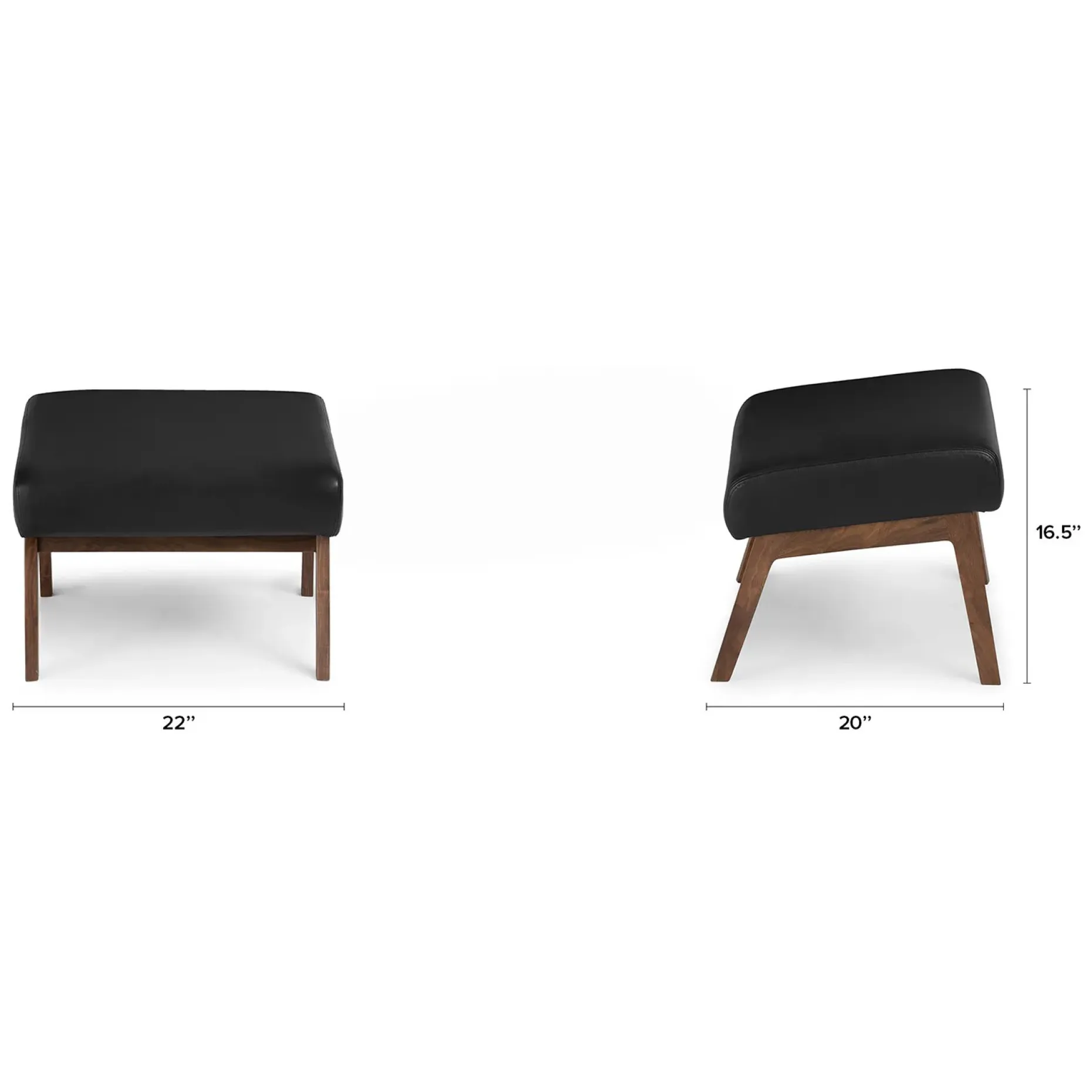 Otio 26" Leather Lounge Set - Walnut and Black