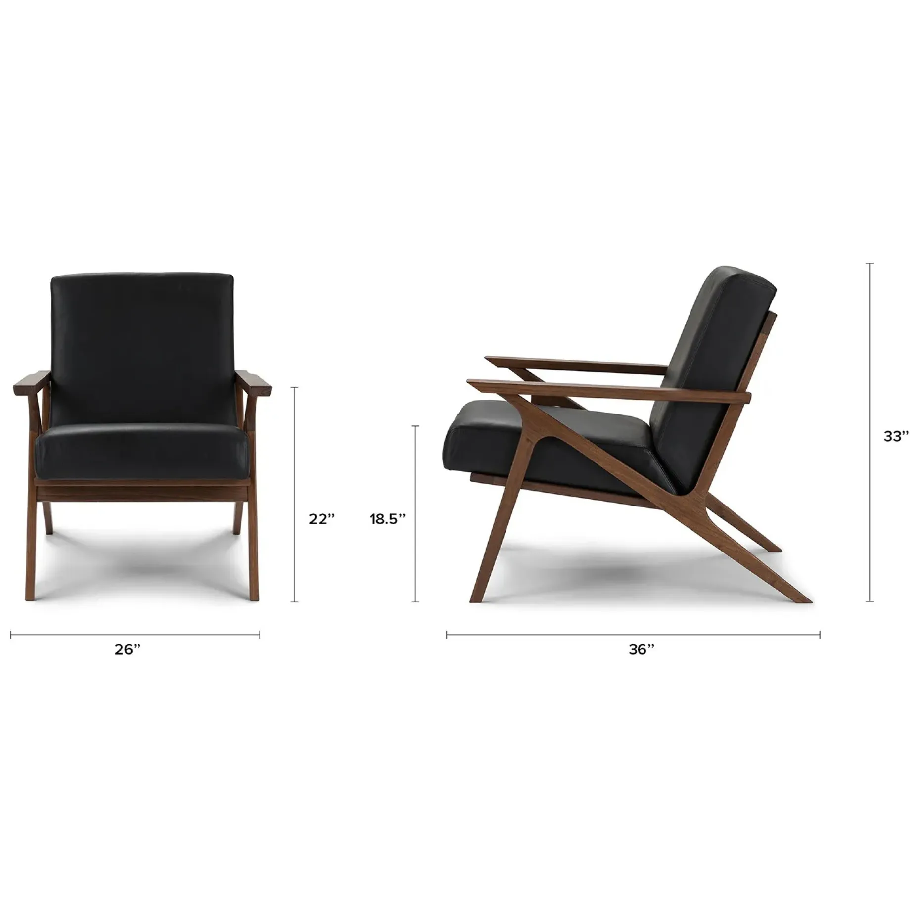 Otio 26" Leather Lounge Set - Walnut and Black