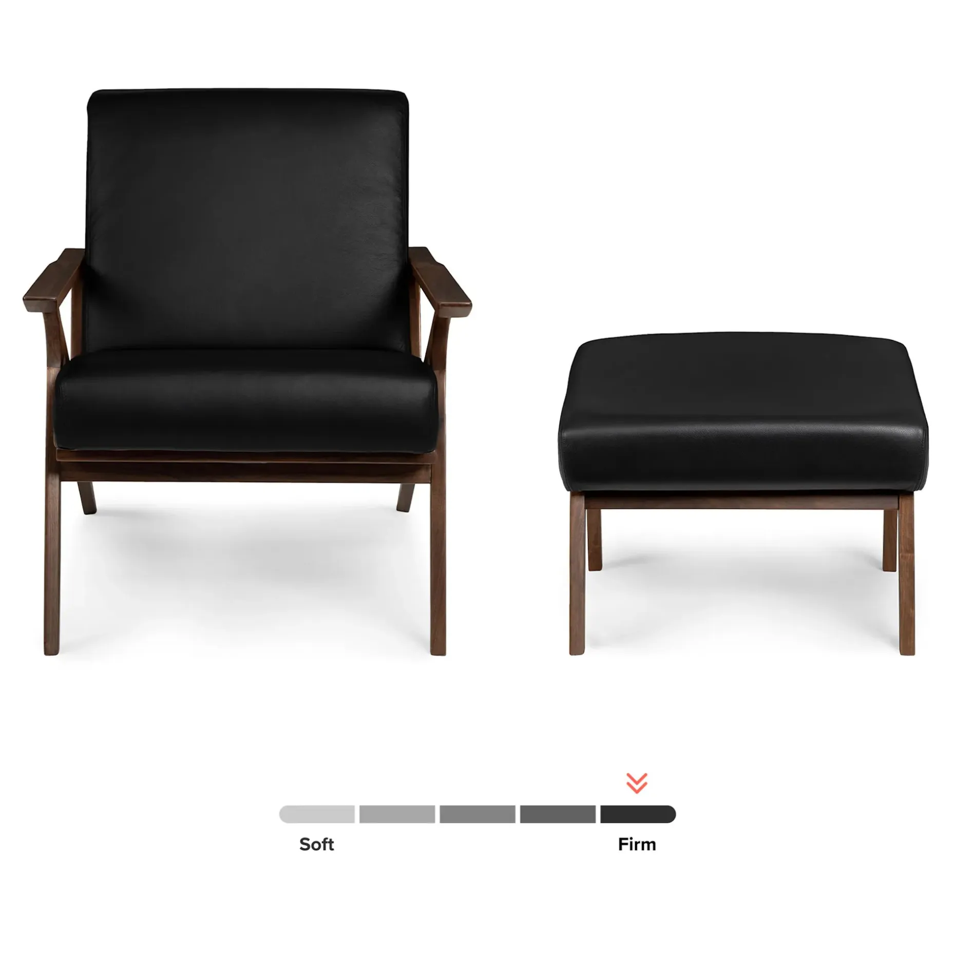 Otio 26" Leather Lounge Set - Walnut and Black