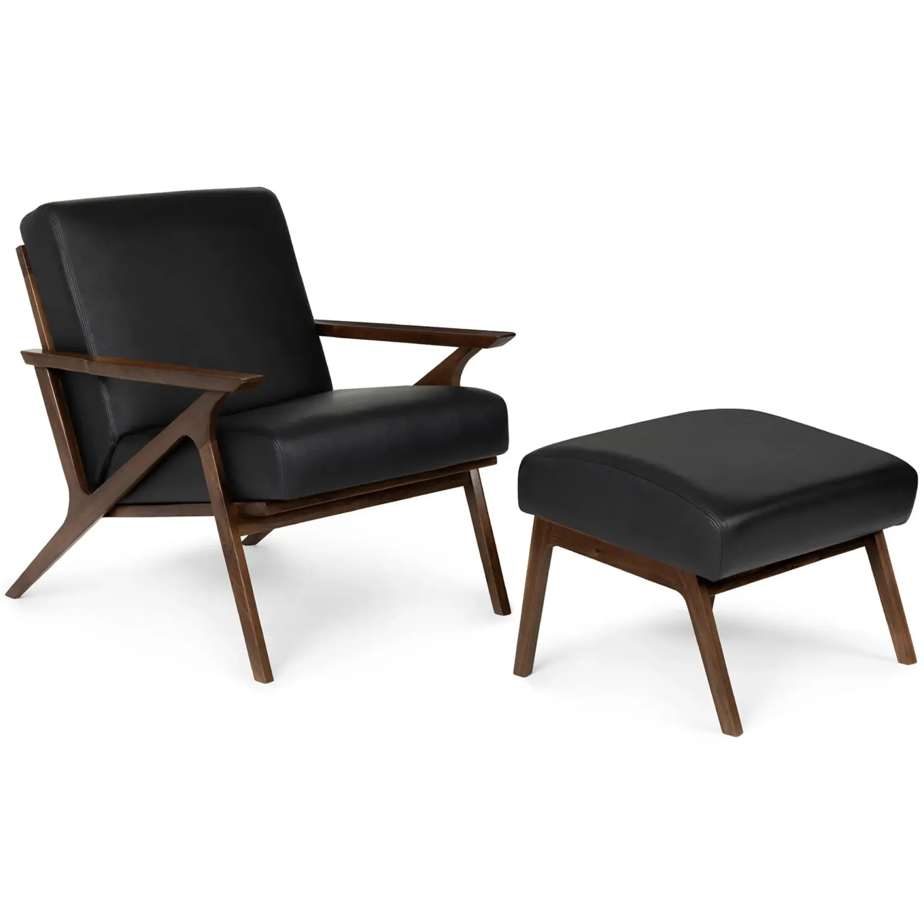 Otio 26" Leather Lounge Set - Walnut and Black