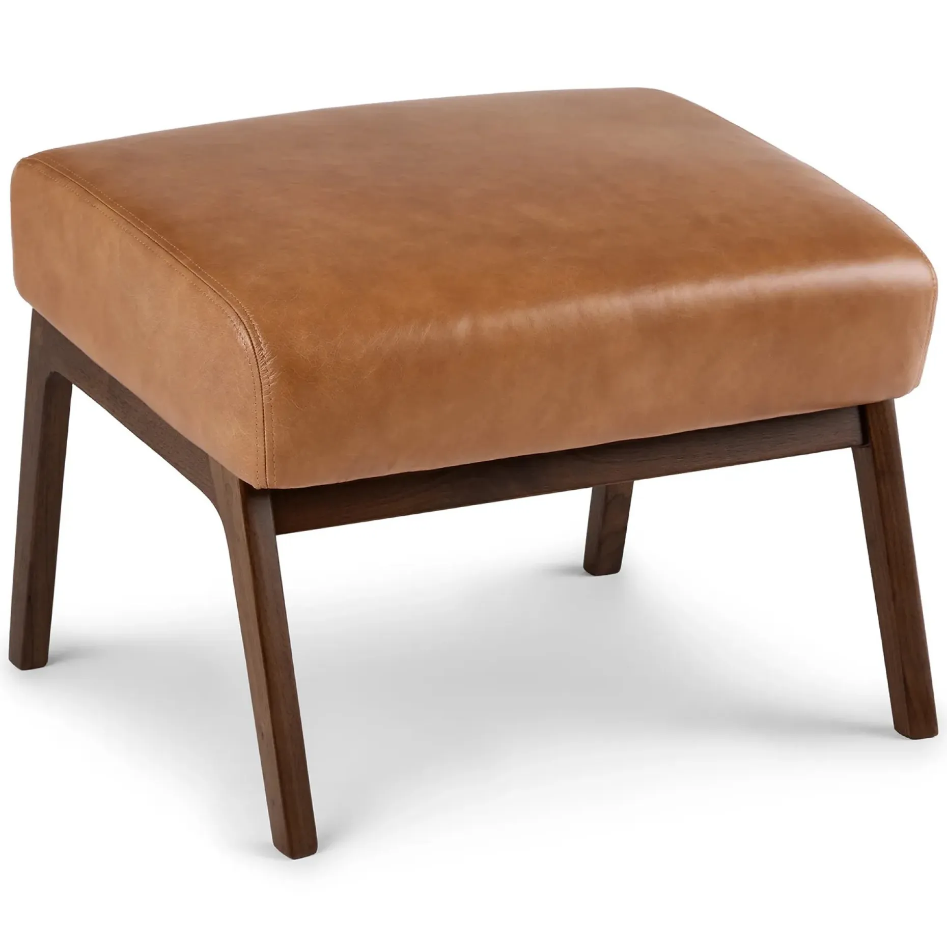 Otio 22" Leather Ottoman - Walnut and Toscana Tan