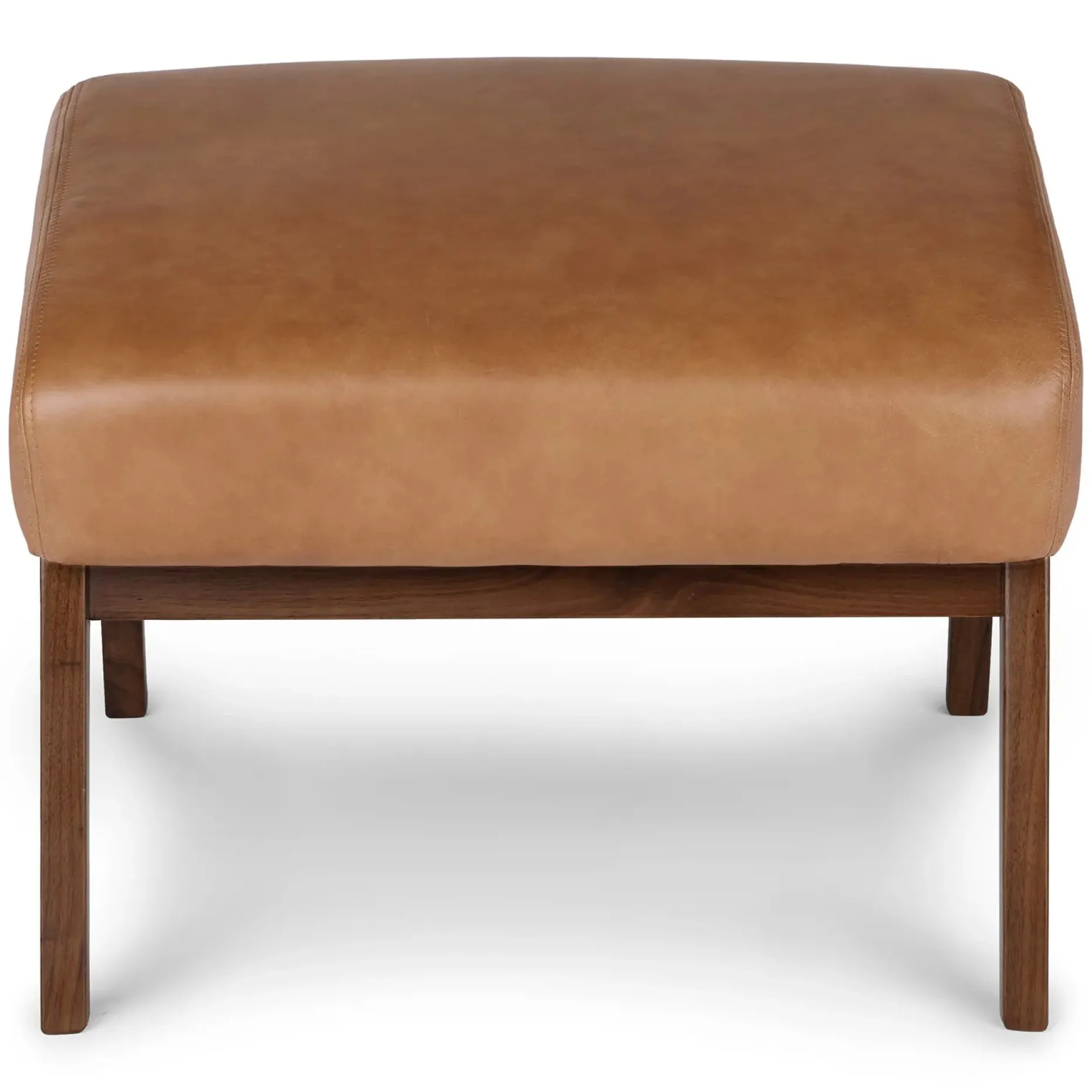 Otio 22" Leather Ottoman - Walnut and Toscana Tan