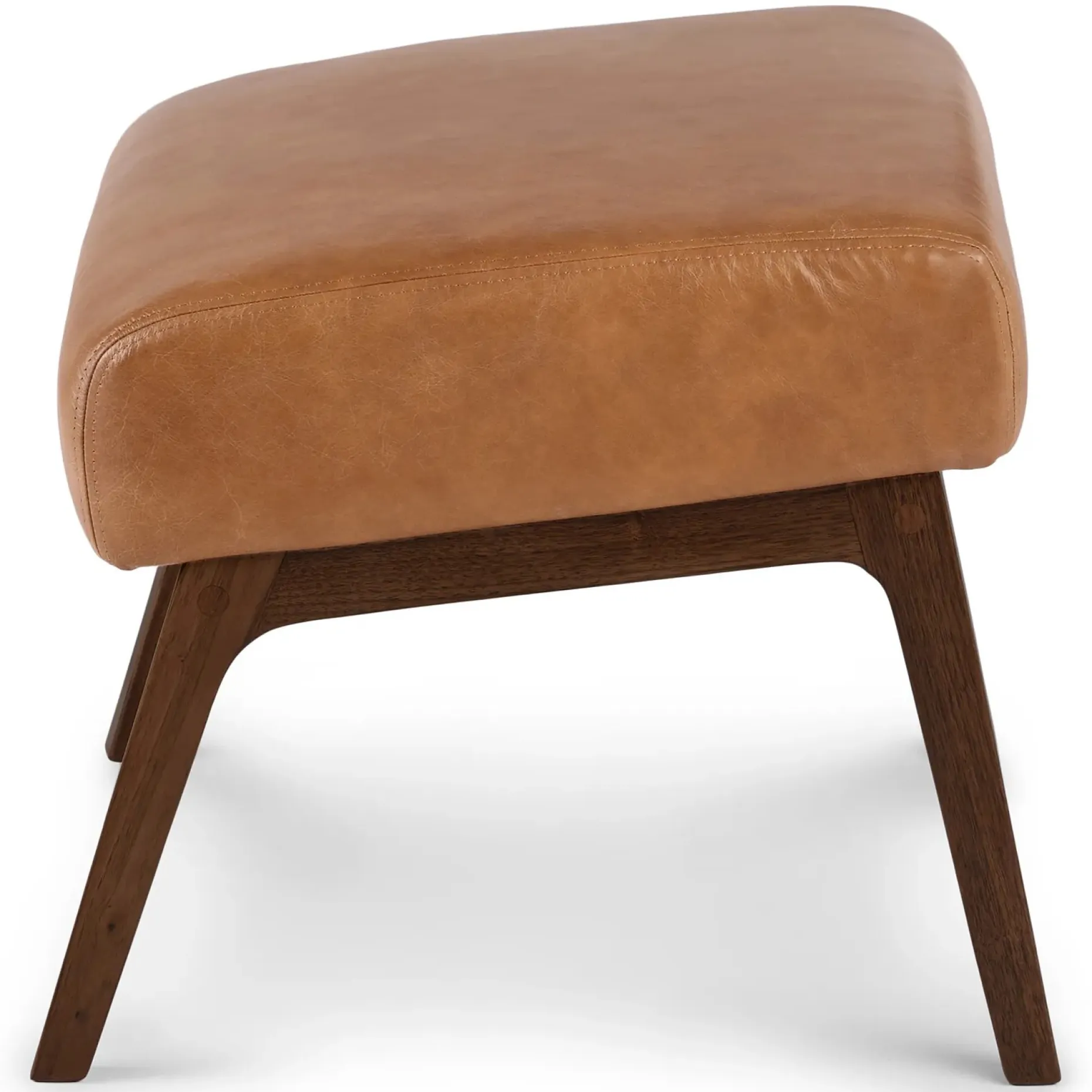 Otio 22" Leather Ottoman - Walnut and Toscana Tan