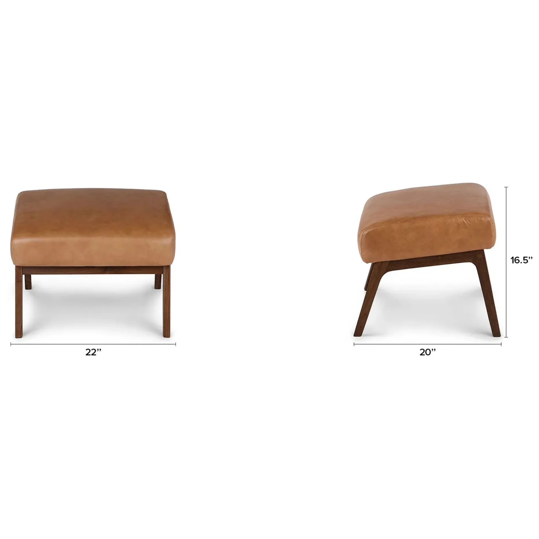 Otio 22" Leather Ottoman - Walnut and Toscana Tan