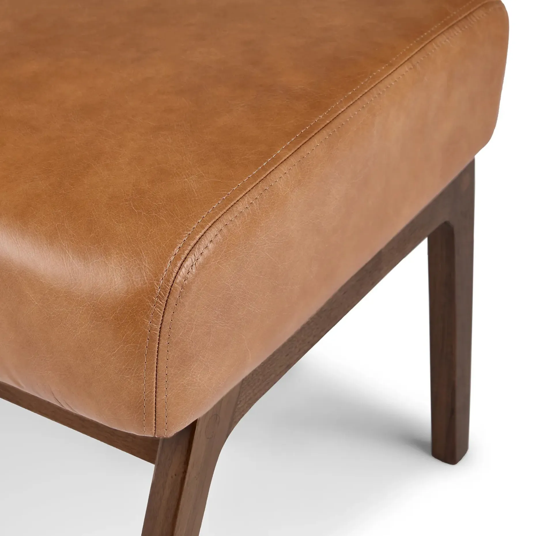 Otio 22" Leather Ottoman - Walnut and Toscana Tan