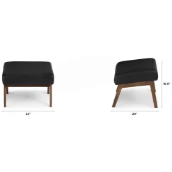 Otio 22" Leather Ottoman - Walnut and Black