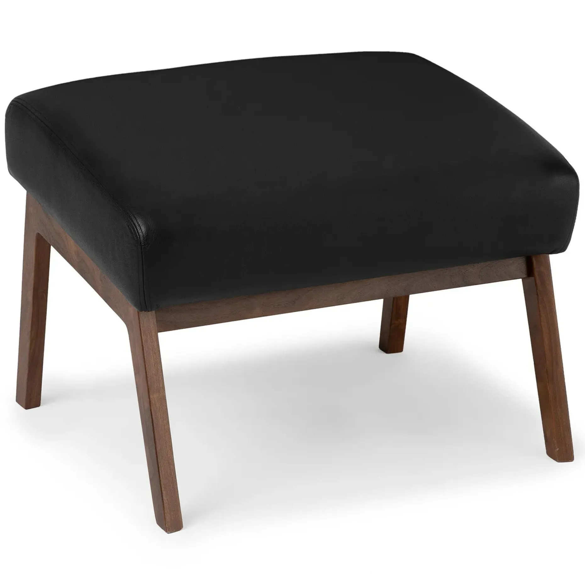 Otio 22" Leather Ottoman - Walnut and Black