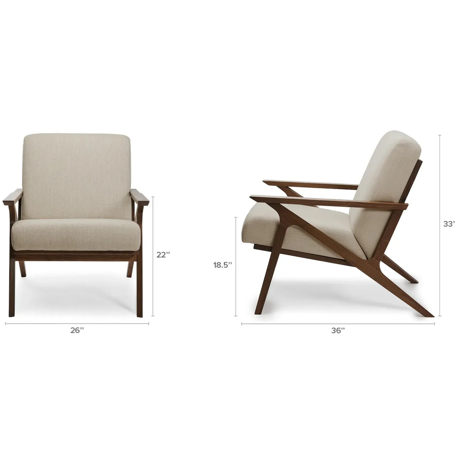 Otio 26" Lounge Chair - Walnut and Welsh Taupe