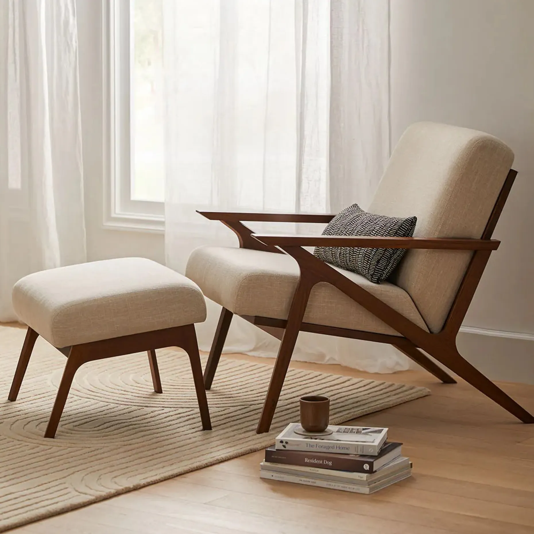 Otio 26" Lounge Chair - Walnut and Welsh Taupe