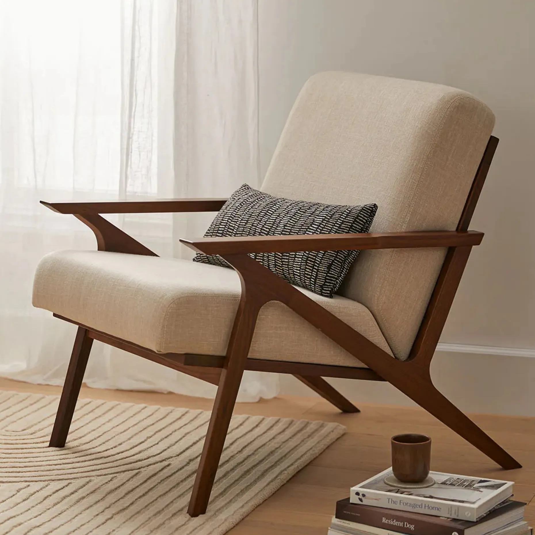 Otio 26" Lounge Chair - Walnut and Welsh Taupe