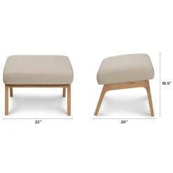 Otio 22" Ottoman - Oak and Welsh Taupe
