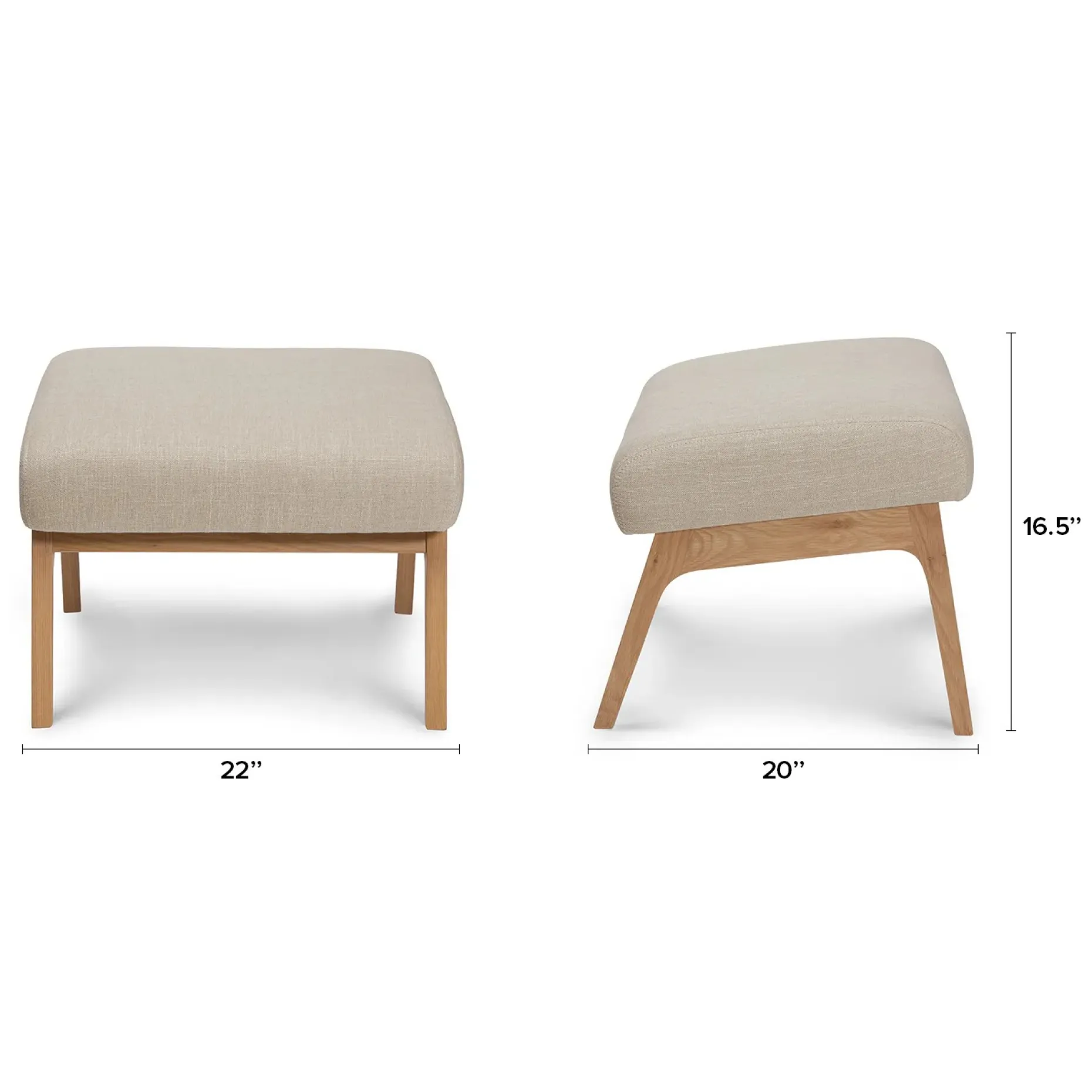 Otio 22" Ottoman - Oak and Welsh Taupe
