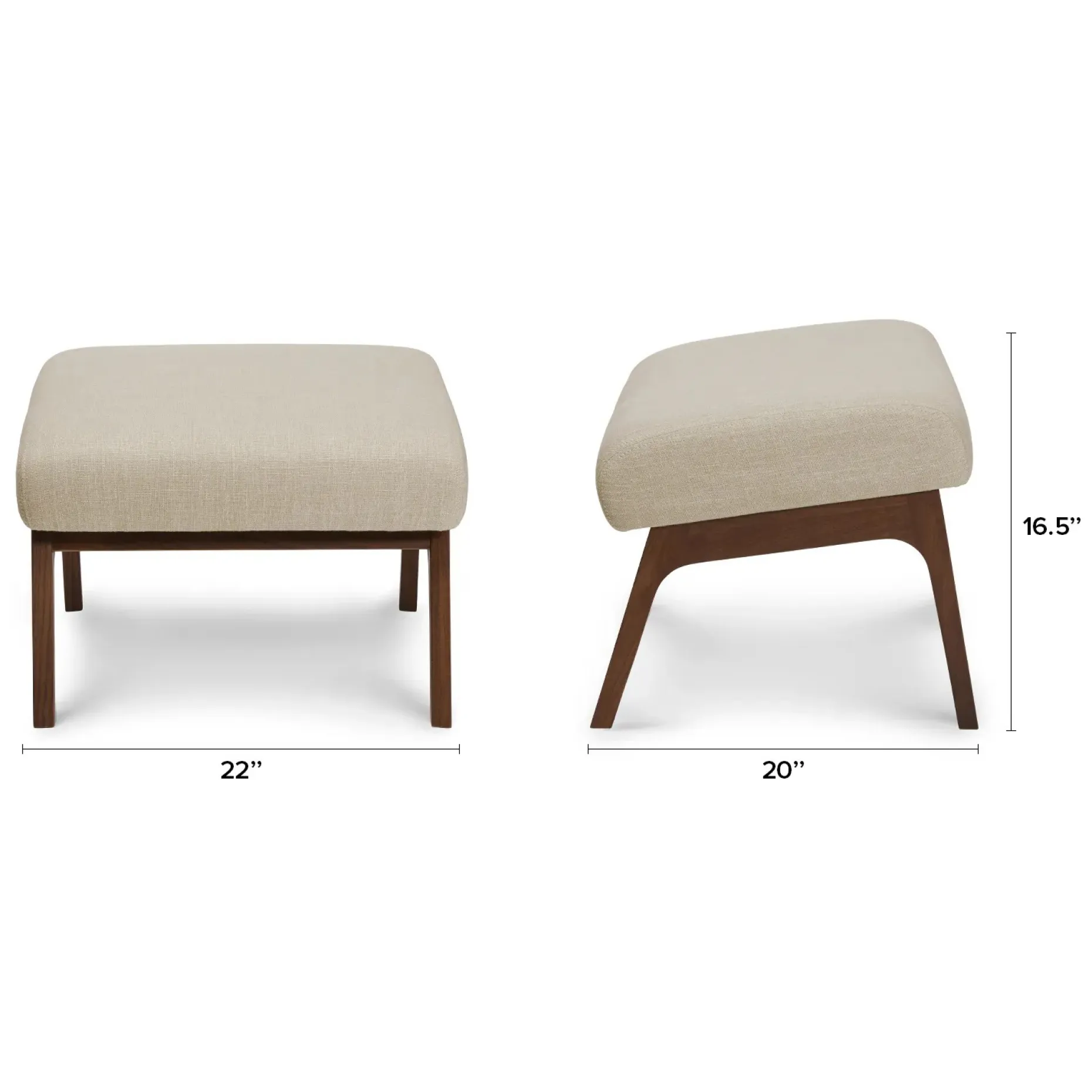 Otio 22" Ottoman - Walnut and Welsh Taupe