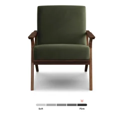 Otio 26" Velvet Lounge Chair - Walnut and Hale Fir Green