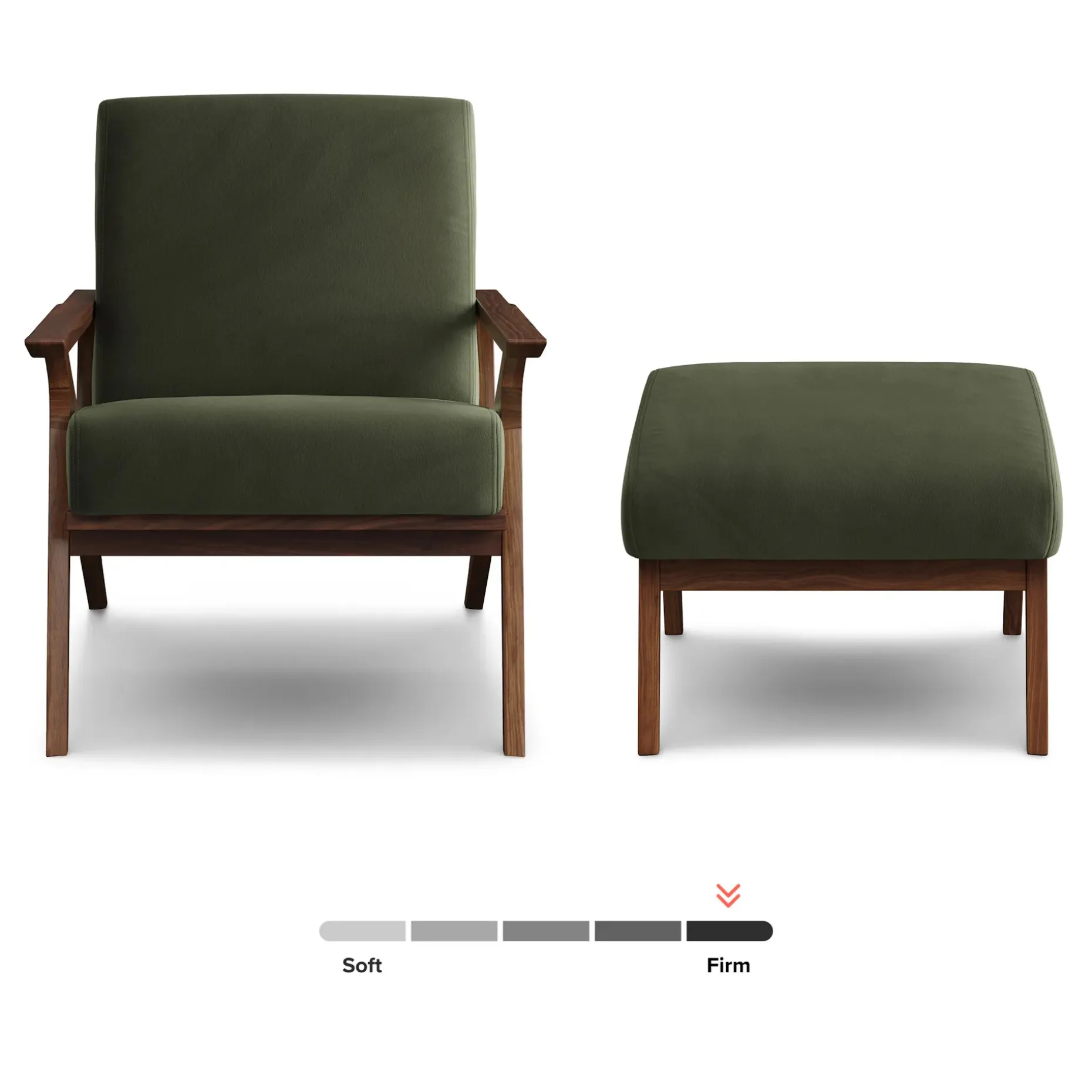 Otio 26" Velvet Lounge Set - Walnut and Hale Fir Green