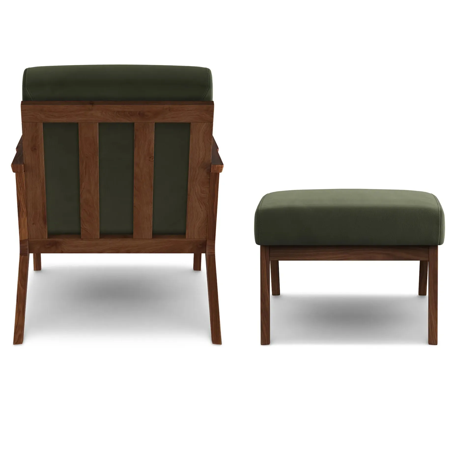 Otio 26" Velvet Lounge Set - Walnut and Hale Fir Green