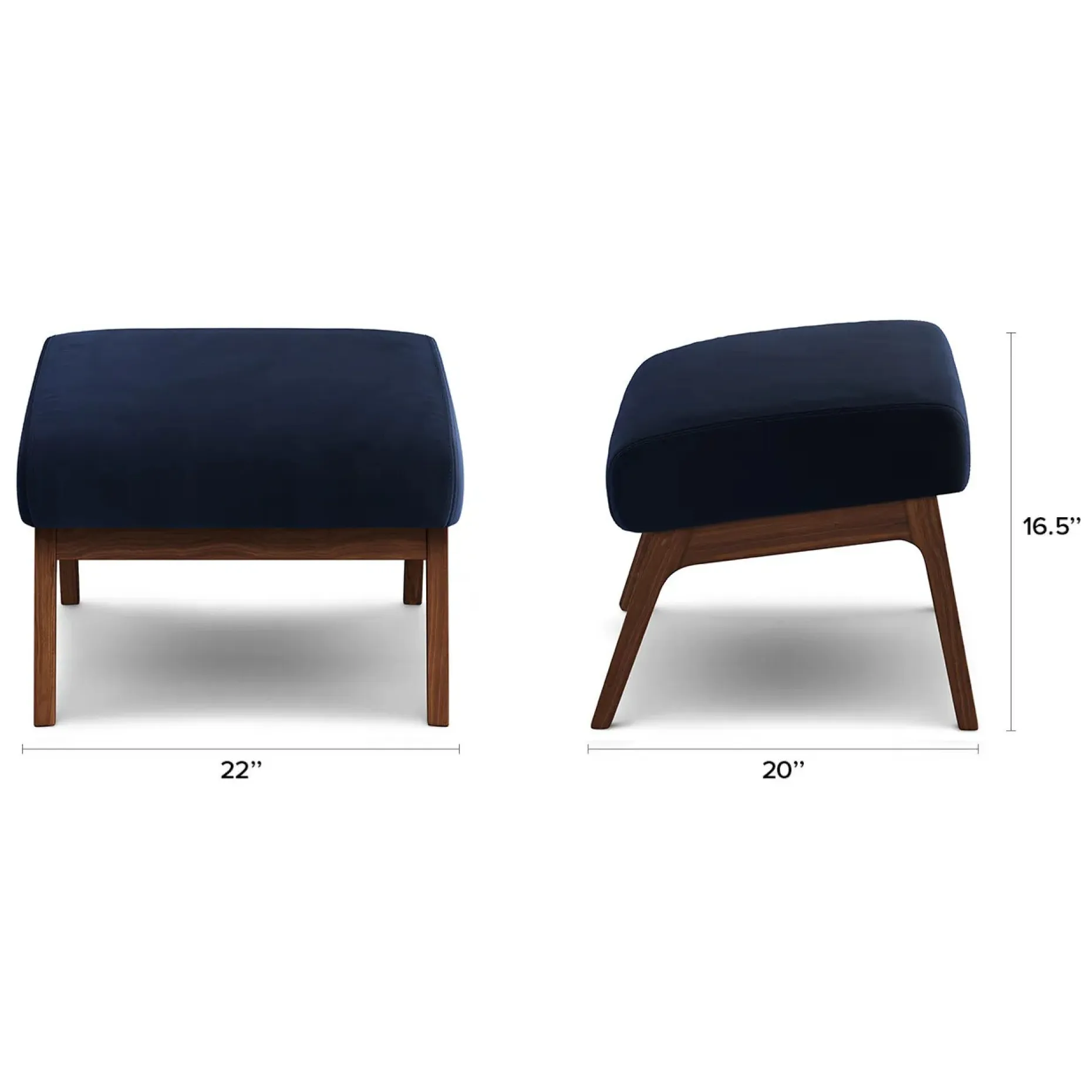 Otio 22" Velvet Ottoman - Walnut and Hale Ink