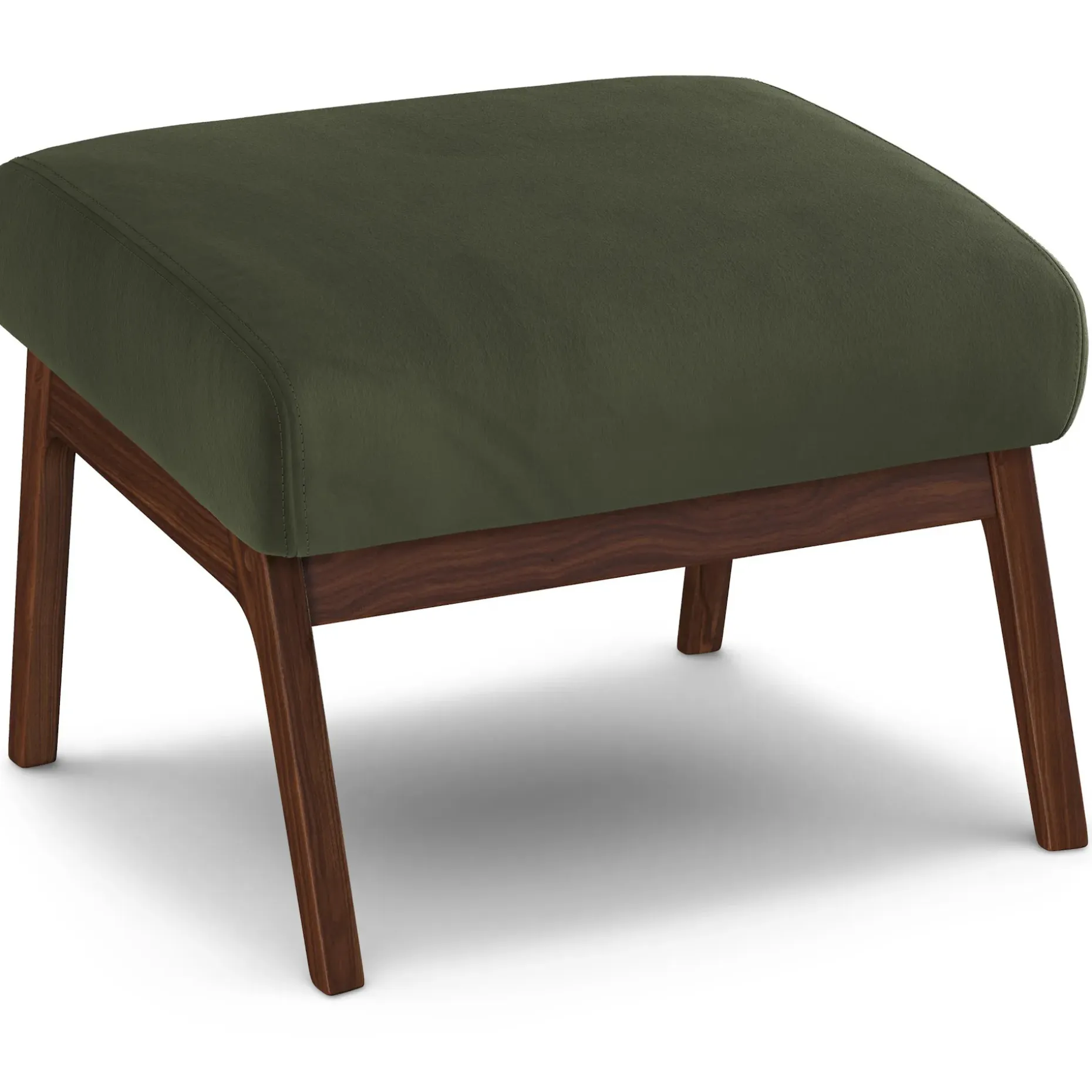 Otio 22" Velvet Ottoman - Walnut and Hale Fir Green