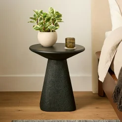 Ozetta Concrete Side Table - Moonlit Black